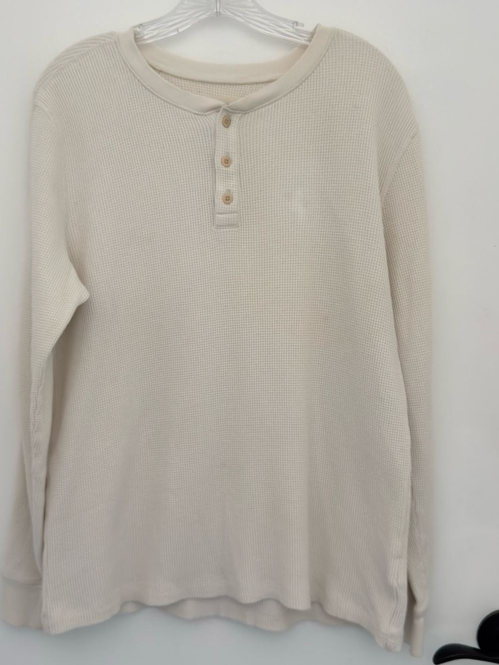 Everlane Cream Waffle Henley Long Sleeve